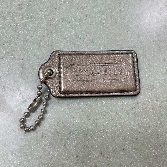 Metallic silver - Coach Stamped Leather Hang Tag - Picture 2 of 2
